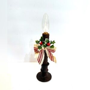 New OOAK Primitive Grungy Holiday Candle Christmas Decor Battery Operated